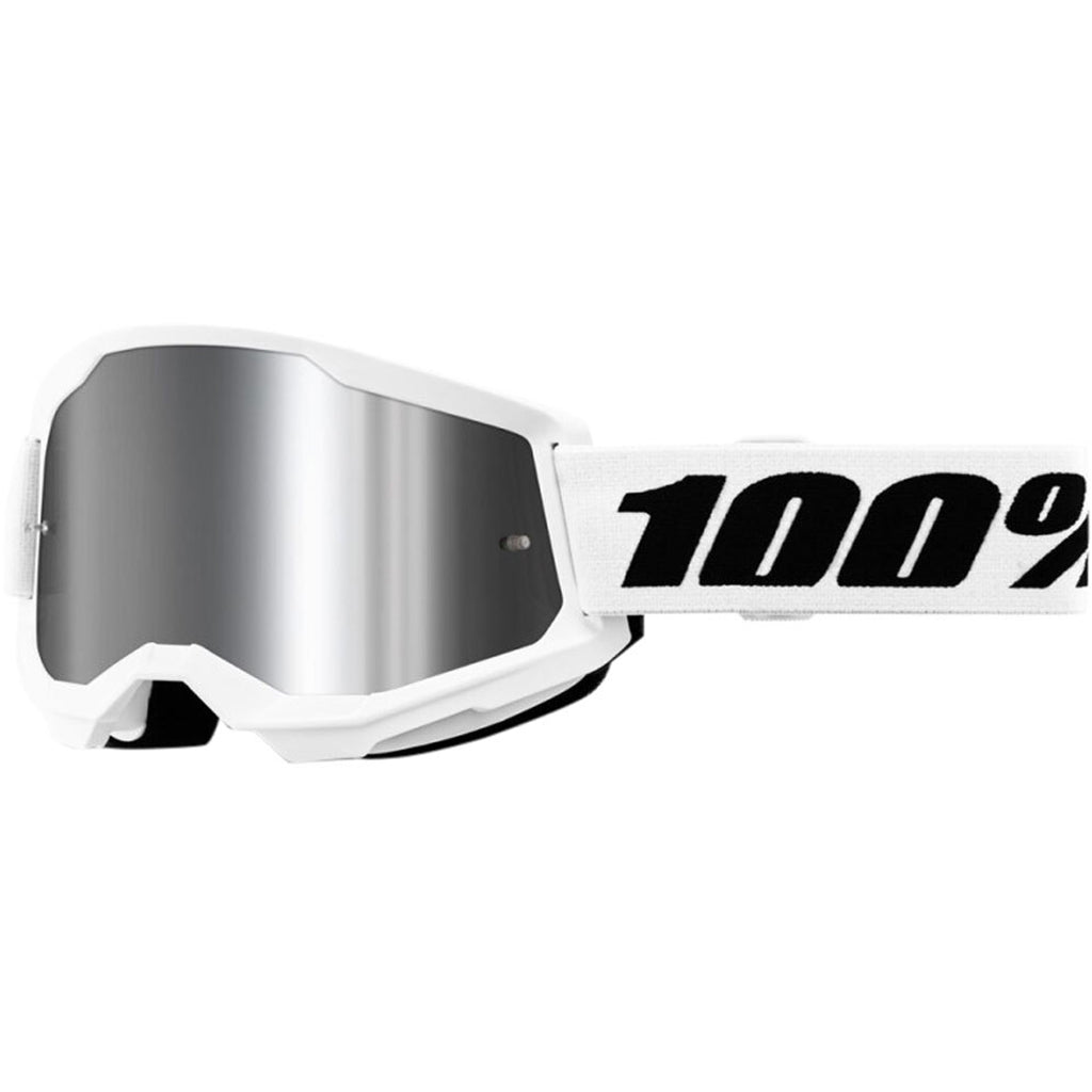 100% - Strata 2 White Mirrored Lens Goggle