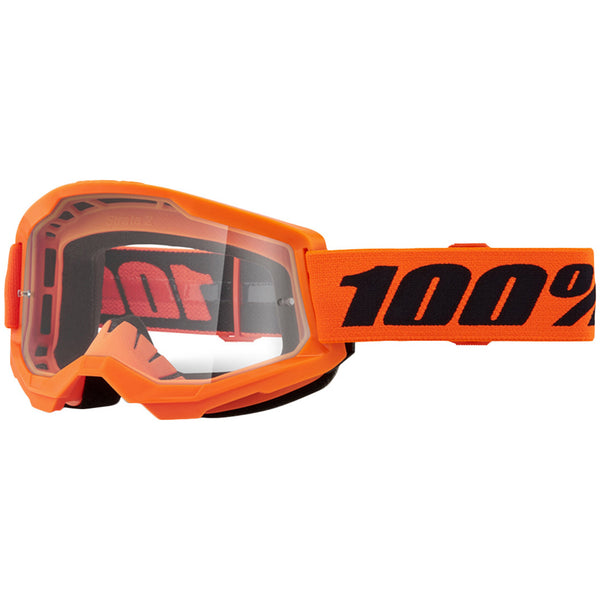 100% - Strata 2 Neon Orange Clear Lens Goggle