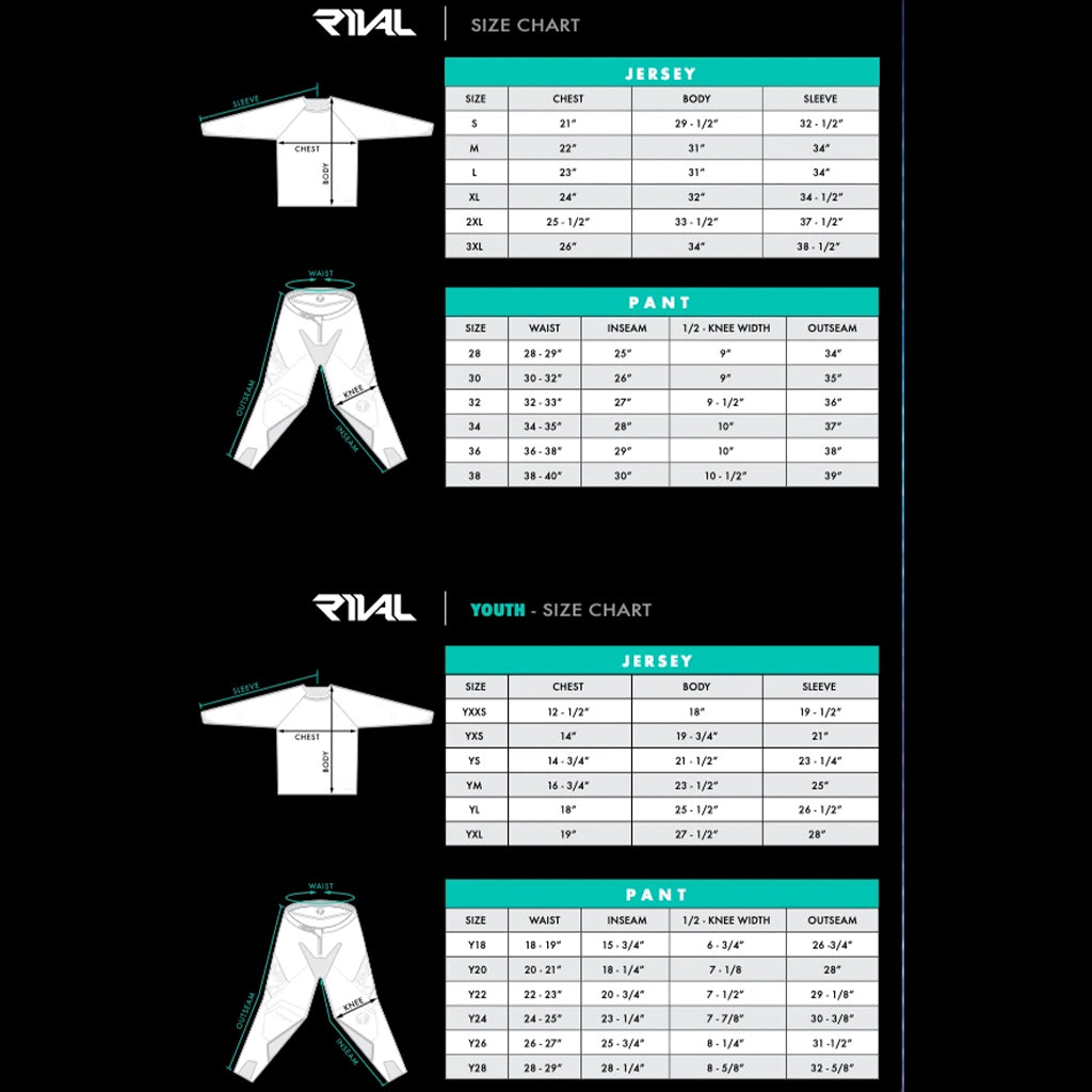 Seven - 23.1 Rival Rift Charcoal/Orange Jersey Size Guide