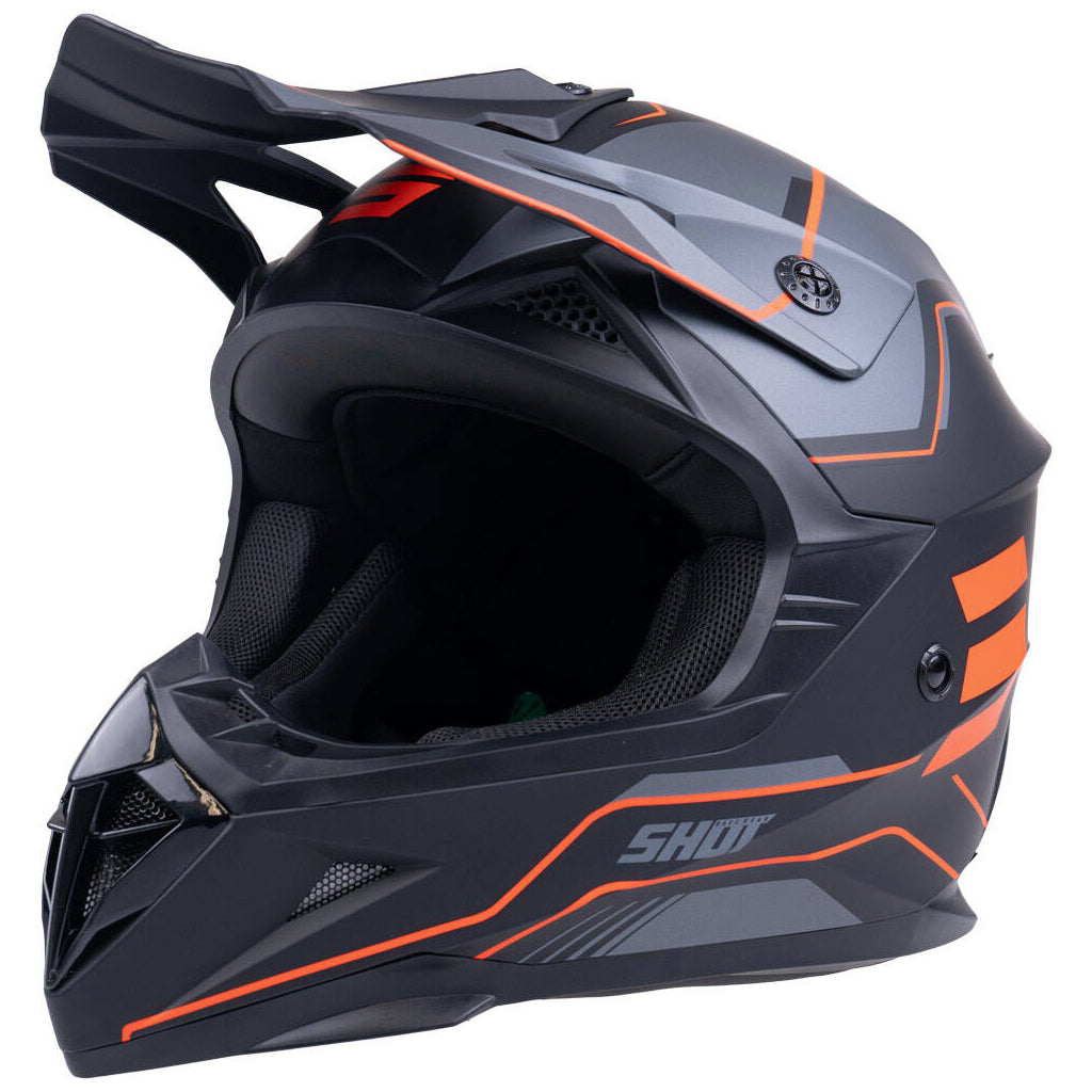 Shot - 2025 Pulse Lines Black/Grey/Orange Helmet