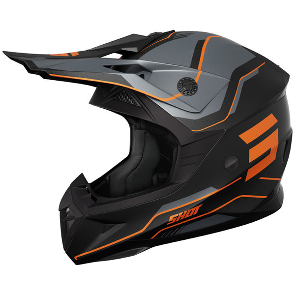 Shot - 2026 Pulse Lines Matt Black/Orange Helmet