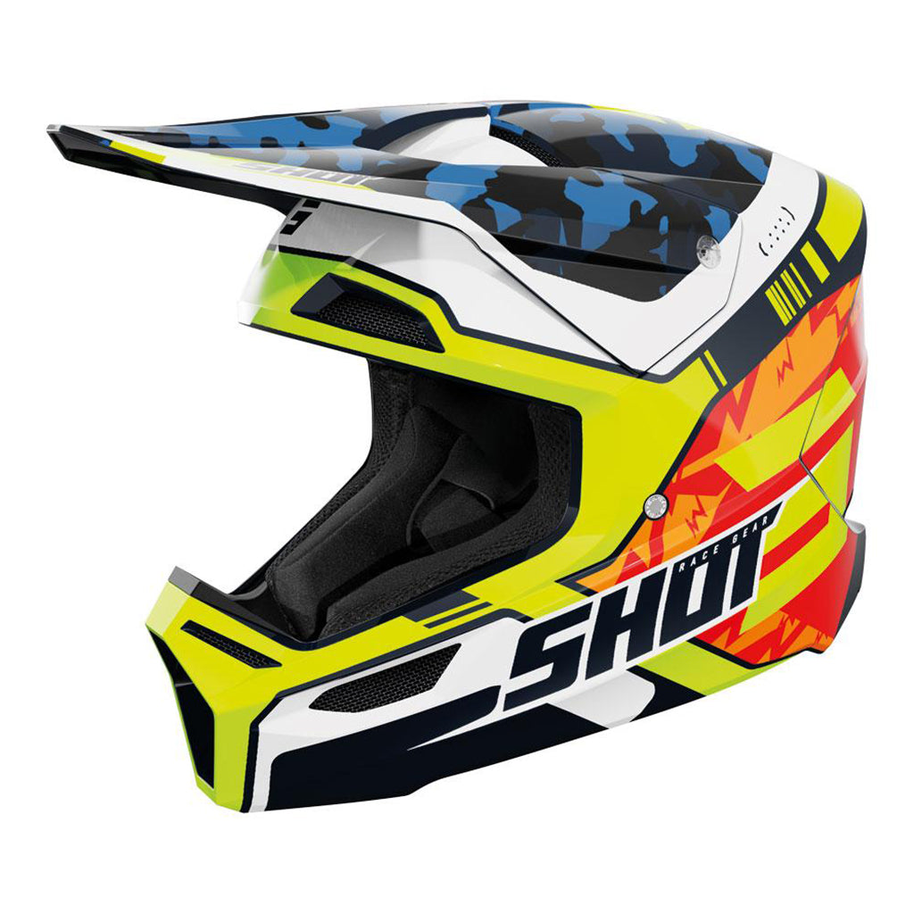 Shot - 2026 Kids Furious Flash Blue/Neon Yellow Helmet