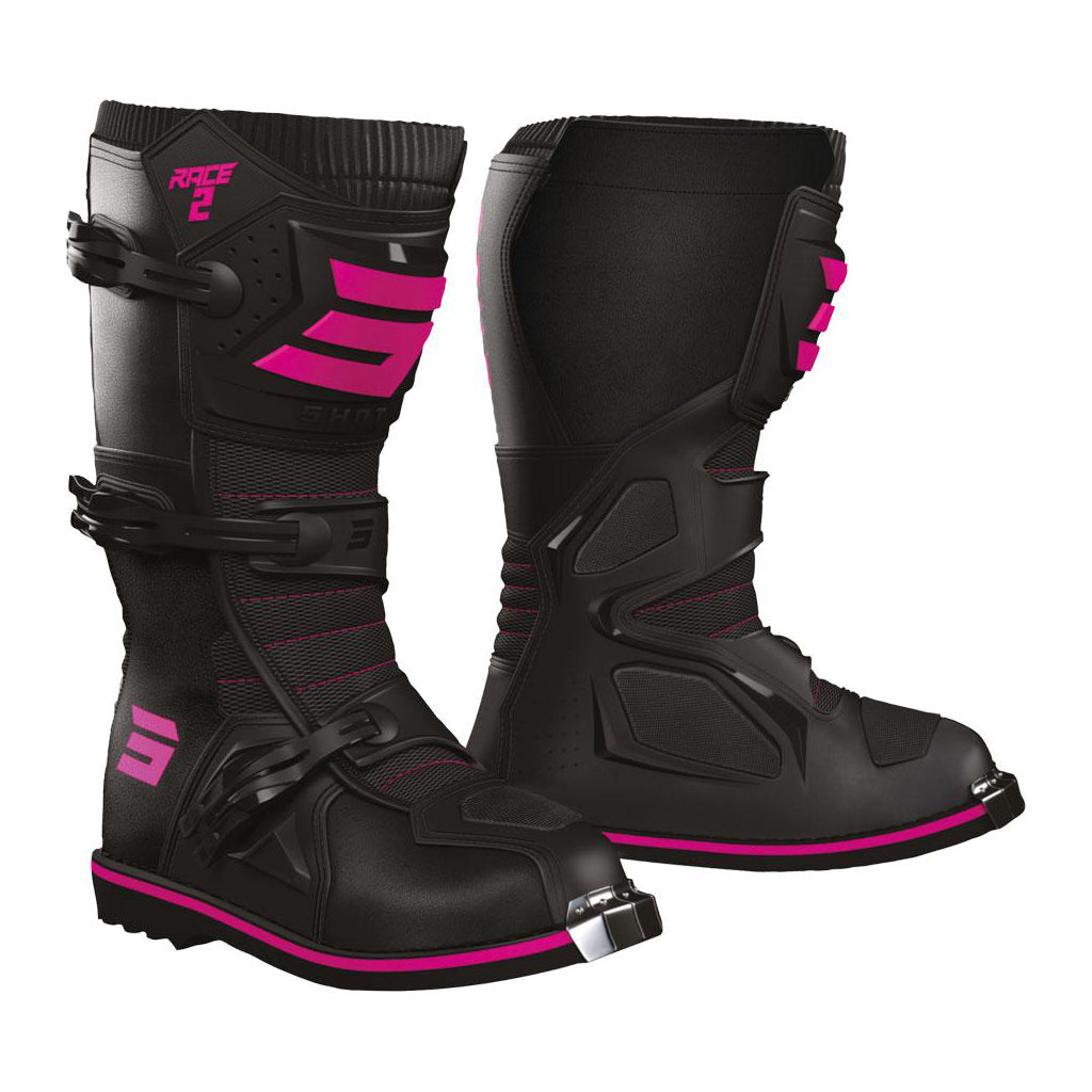 Shot - 2026 Kids Race 2 Black/Pink Boots