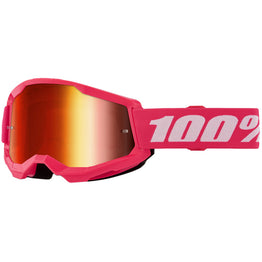 100% - Strata 2 Neon Pink Mirrored Lens Goggle