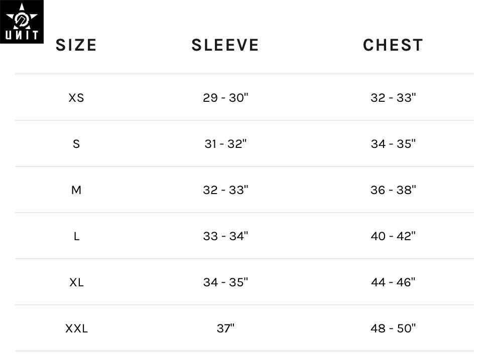 Unit - 2019 Hibiscus Jersey Size Guide