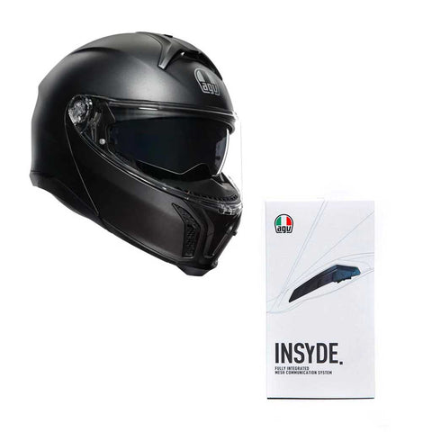 AGV - Tourmodular Black Helmet & Intercom System Combo