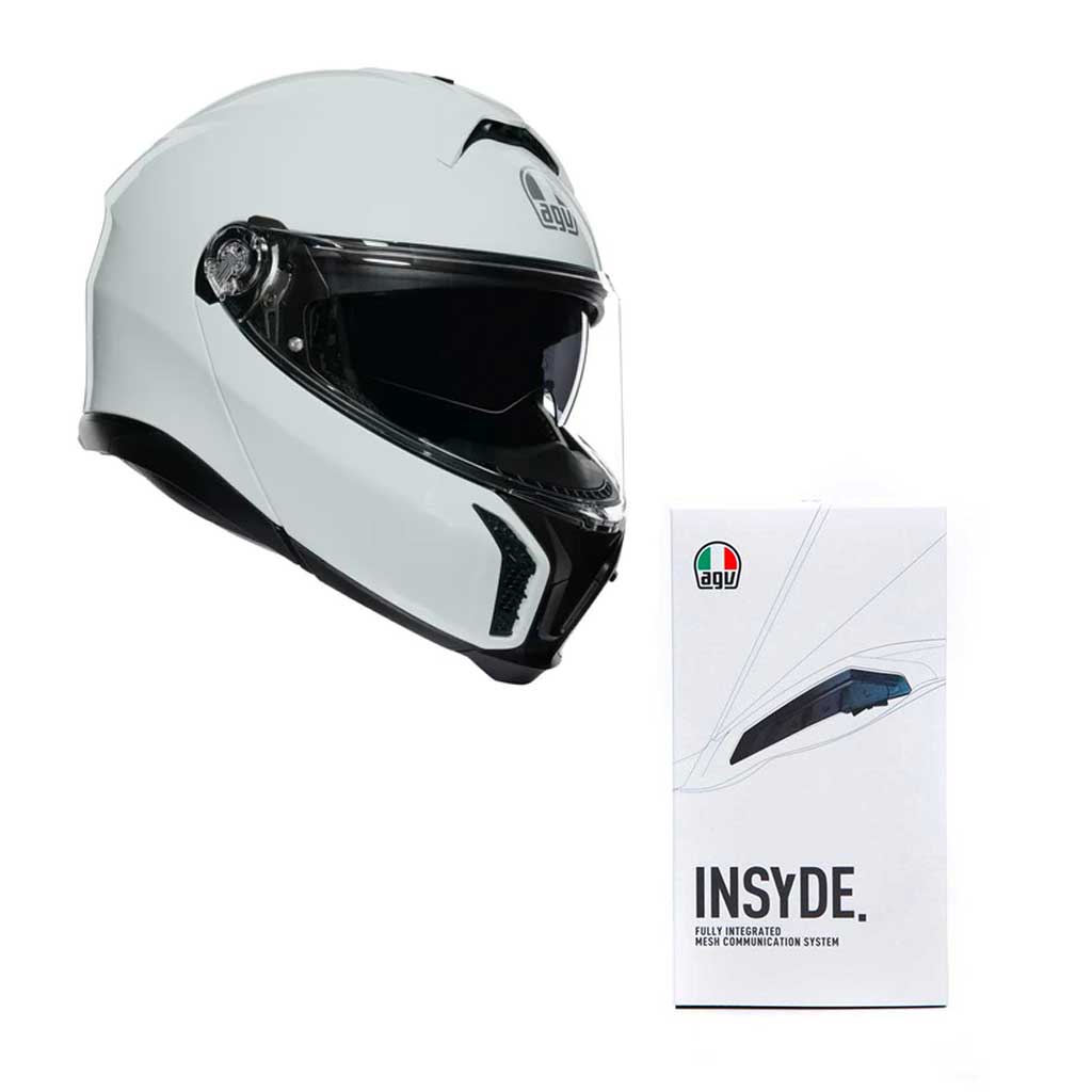 AGV - Tourmodular White Helmet & Intercom System Combo