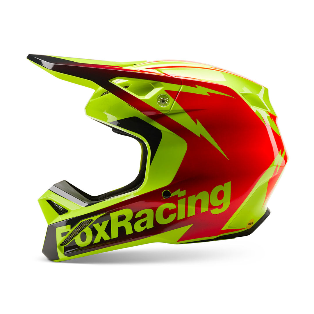 Fox - 2024 V1 Statk Yellow/Red Helmet