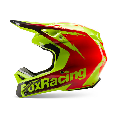 Fox - Youth V1 Statk Yellow/Red Helmet