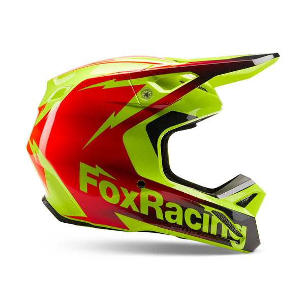 Fox - 2024 Youth V1 Statk Yellow/Red Helmet