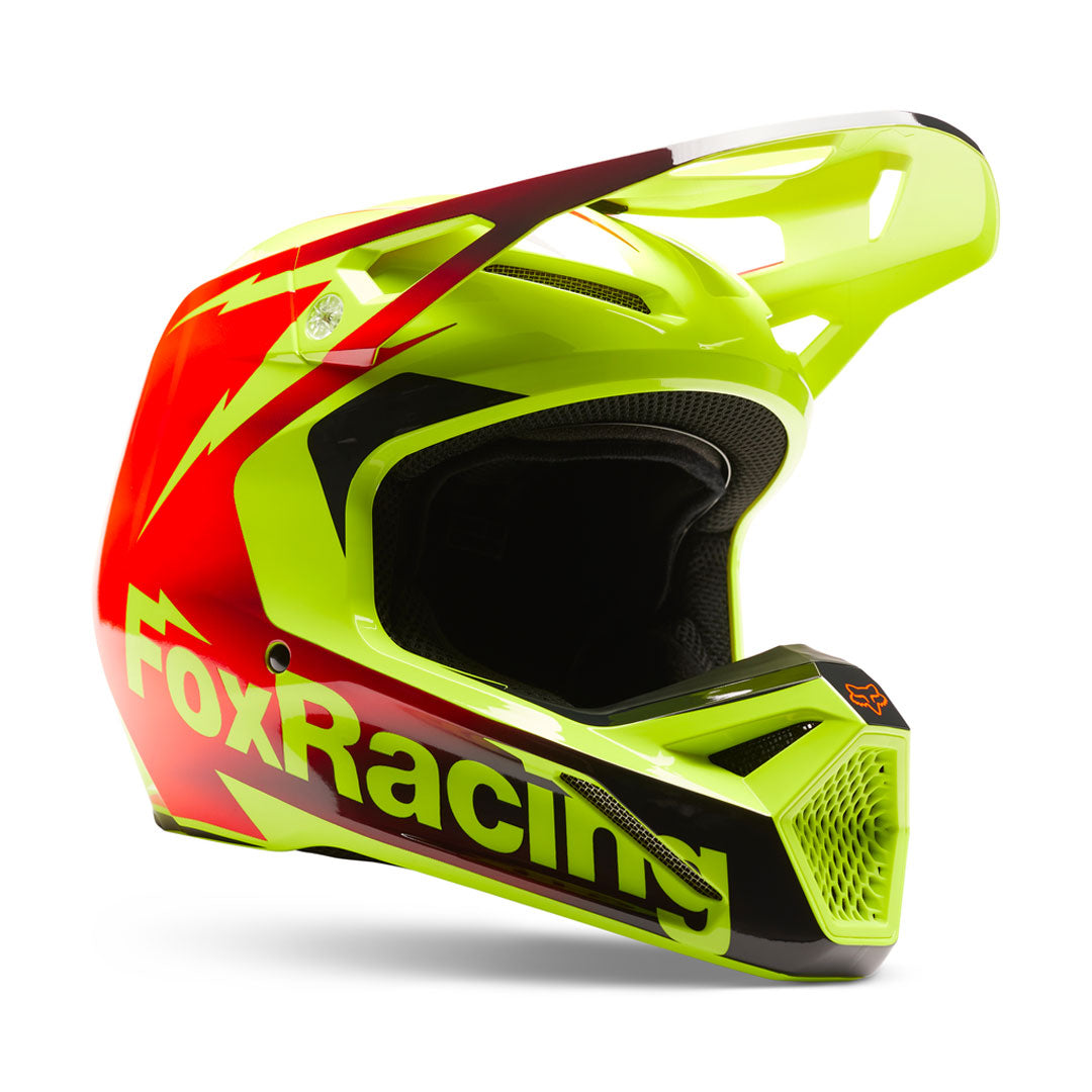 Fox - 2024 V1 Statk Yellow/Red Helmet