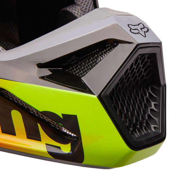 Fox - 2024 Youth V1 Statk Black/Pink/Yellow Helmet