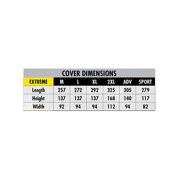 Dimensions Rigg Nelson Rigg - Defender Extreme Bike Cover - AMA Warehouse