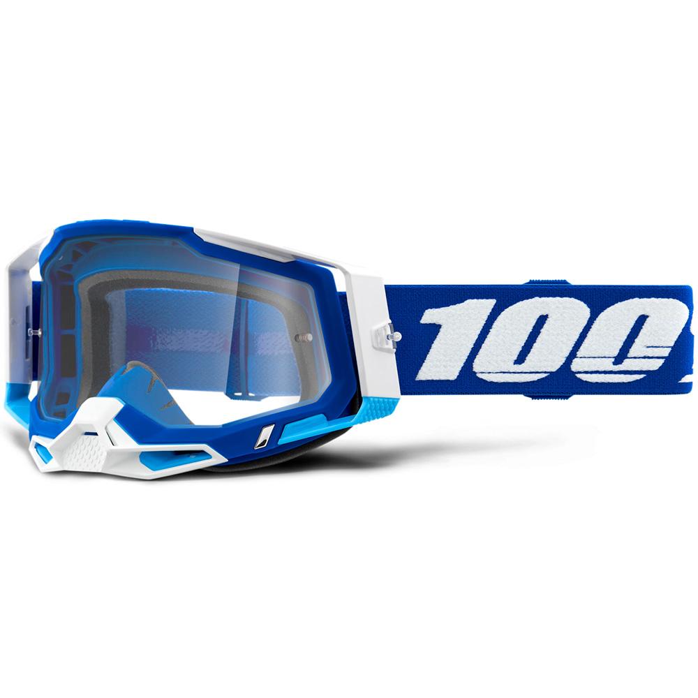 100% - Racecraft 2 Blue/White W/ Clear Lens Goggles