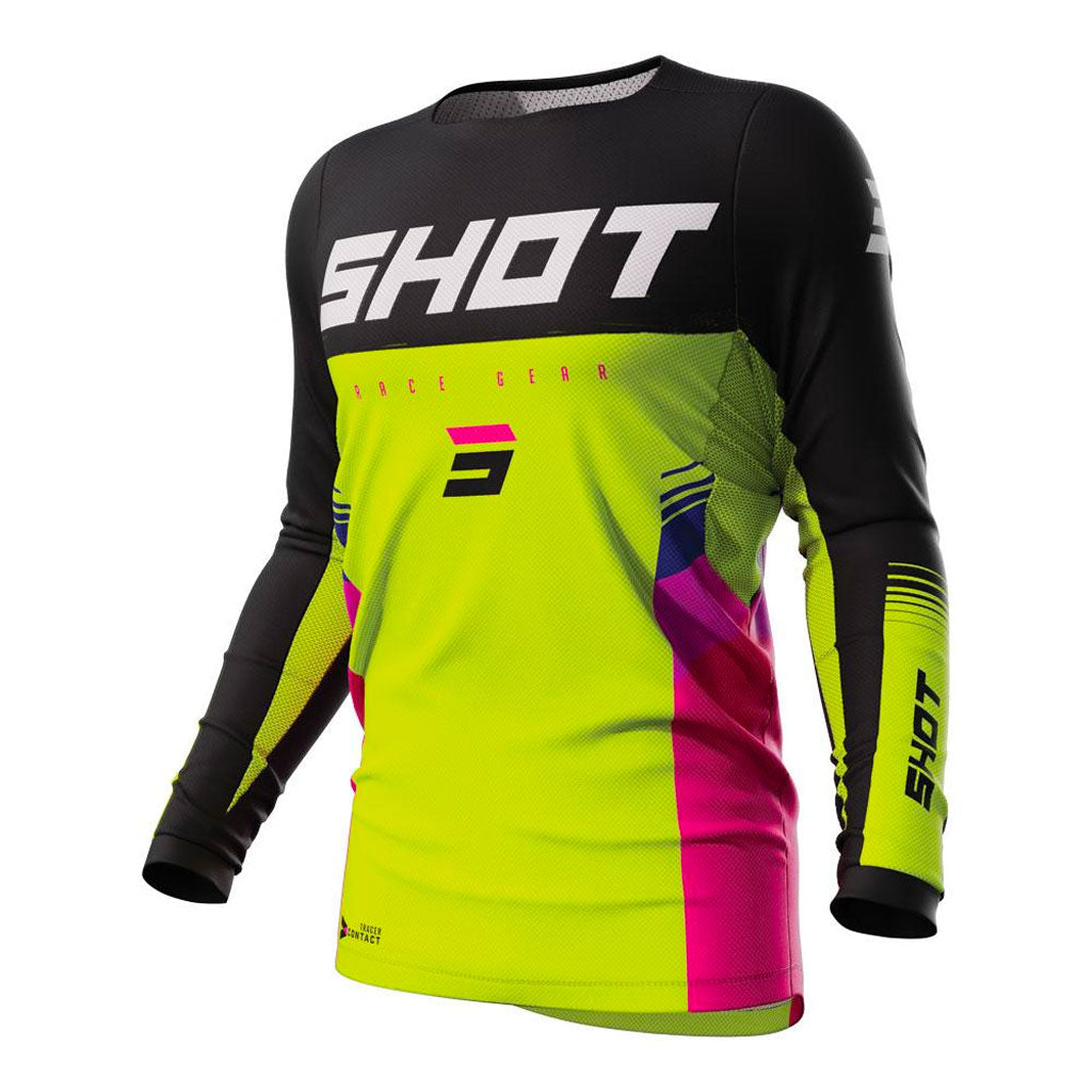 Shot - 2023 Contact Tracer Yellow/Black/Pink Jersey