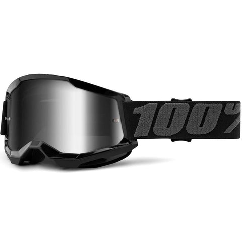 100% - Strata 2 Black W/ Mirrored Lens Goggles