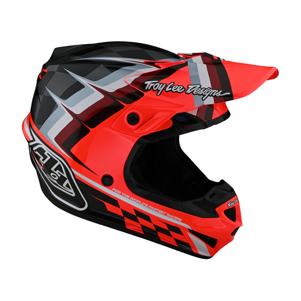 TLD - SE4 Poly Warped Black/Glo Red Helmet