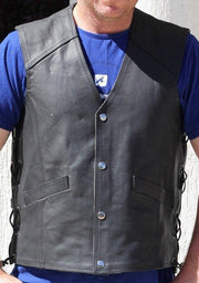 Bikers Club - Lace Up Leather Vest (4306039537741)