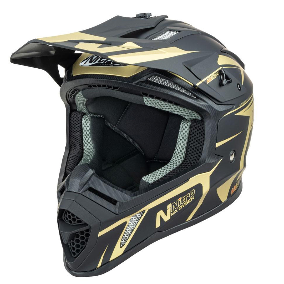 Nitro - MX760 Satin Black/Gold Helmet