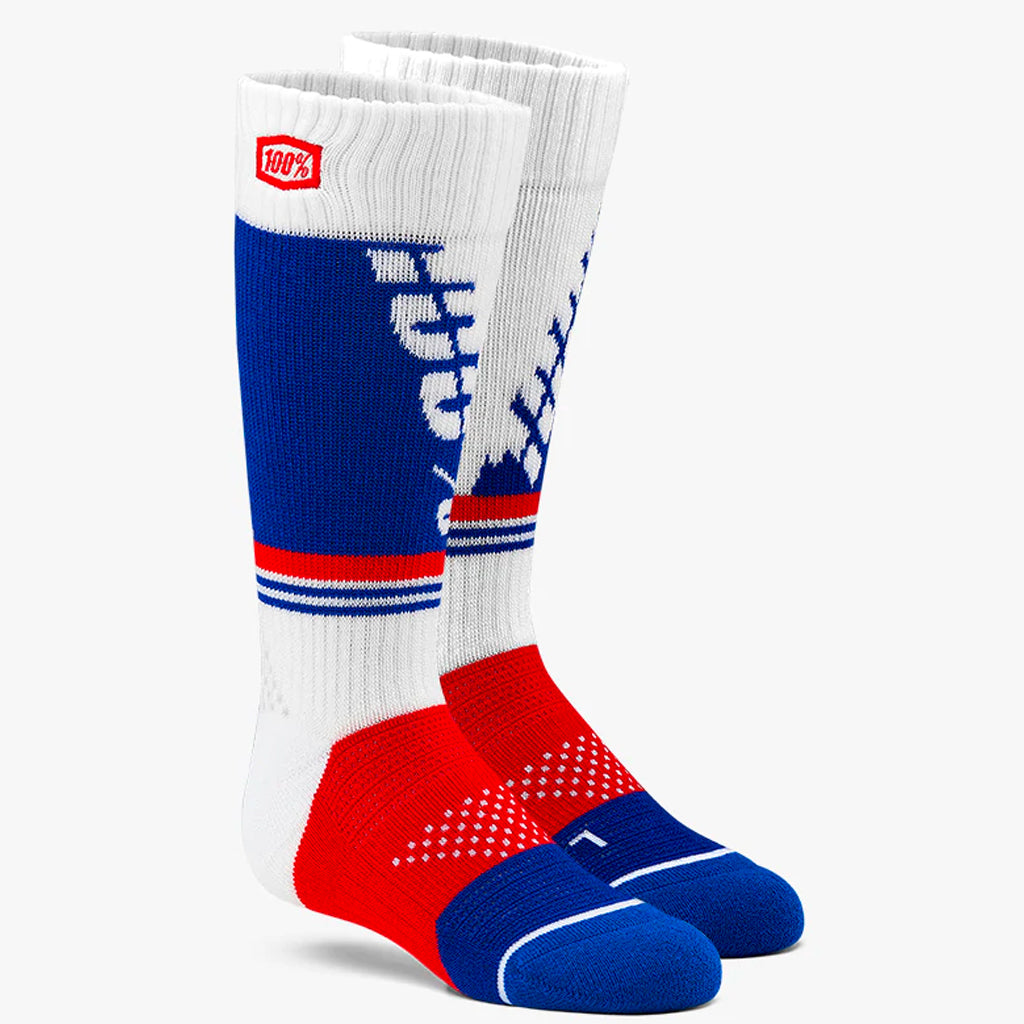 100% - Youth Torque Comfort Red/Blue Moto Socks